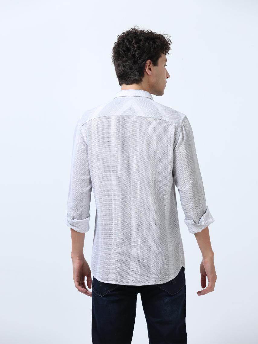 Textured Stripes Grey Shirt