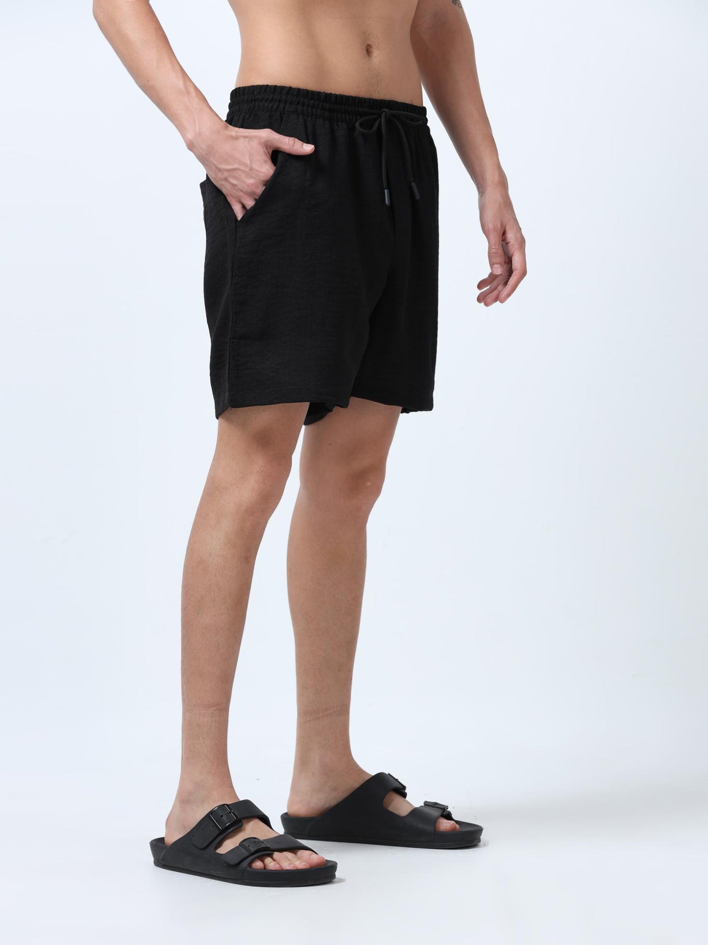 Black Textured Short