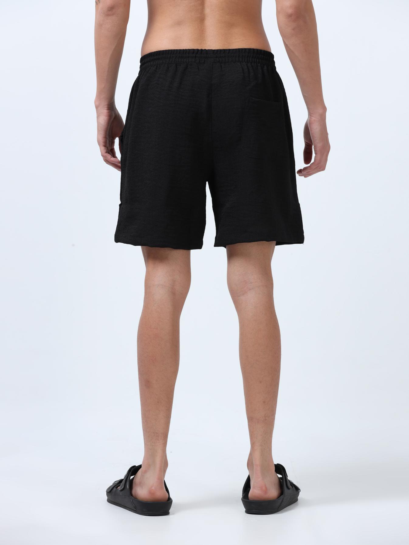 Black Textured Short