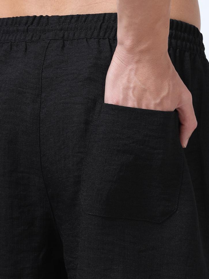 Black Textured Short