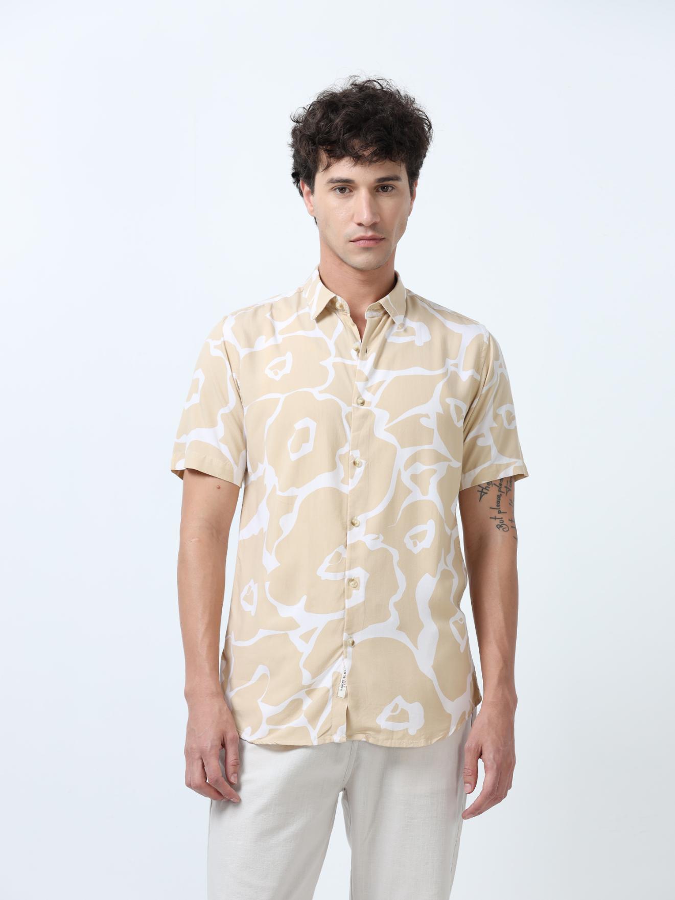Axel Cream Floral Print Shirt