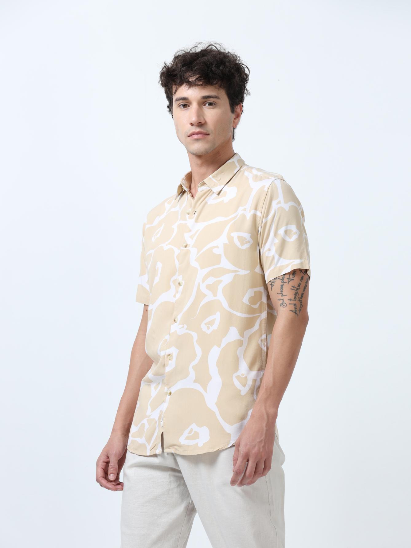 Axel Cream Floral Print Shirt