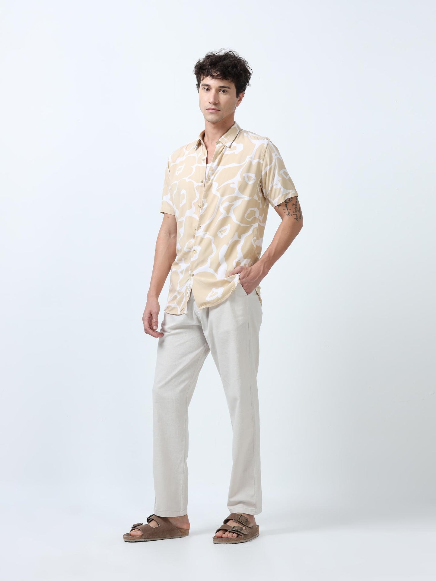 Axel Cream Floral Print Shirt
