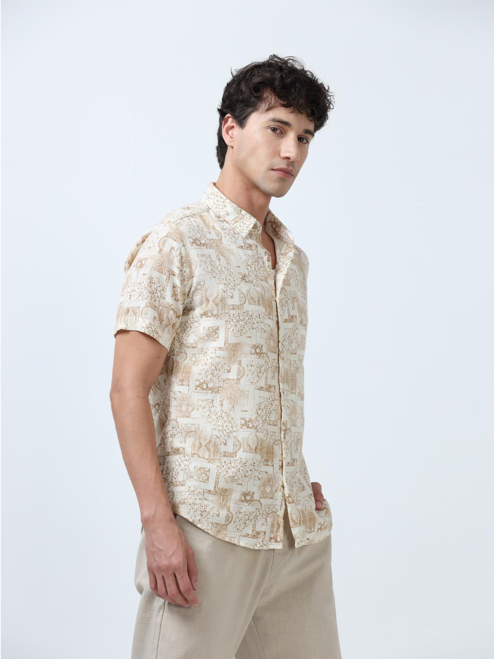 Beige Density Print Shirt