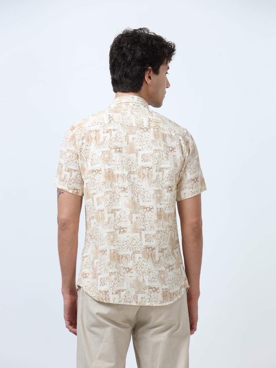 Beige Density Print Shirt
