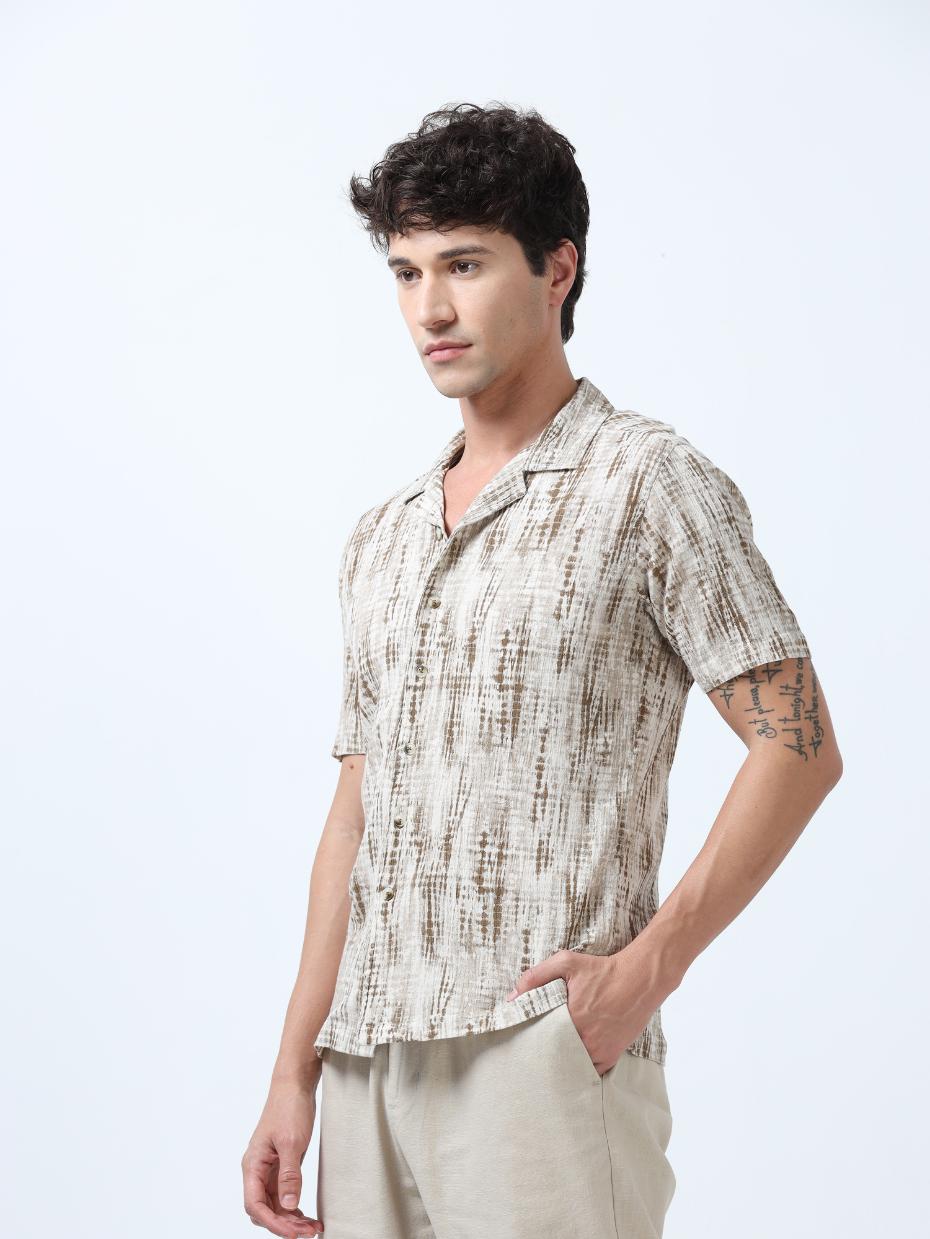 Beige Tie Dye Printed Shirt