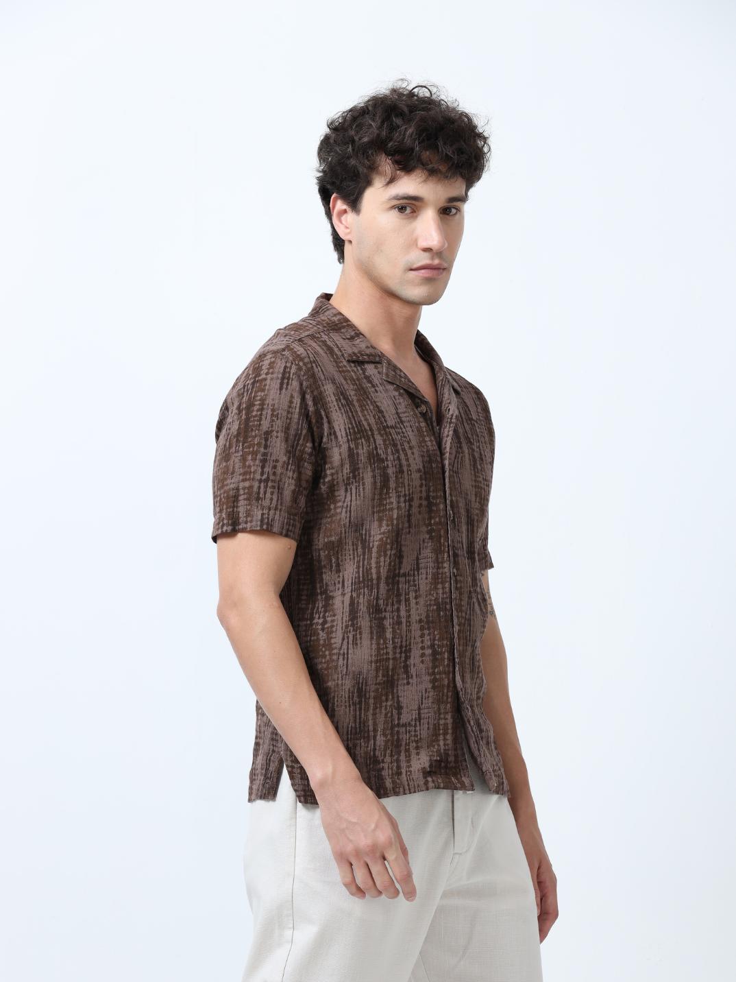 Brown Tie Dye Printed Shirt