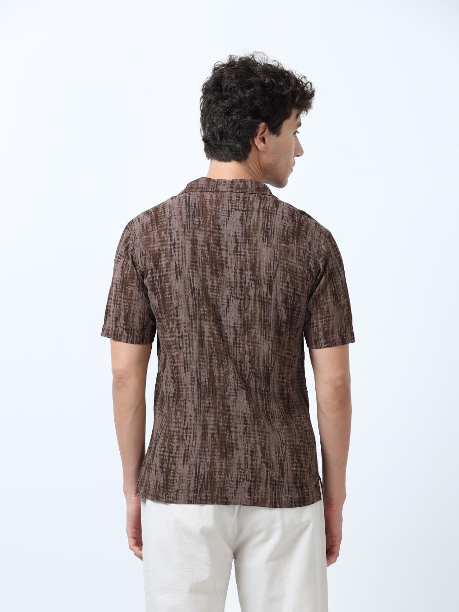 Brown Tie Dye Printed Shirt