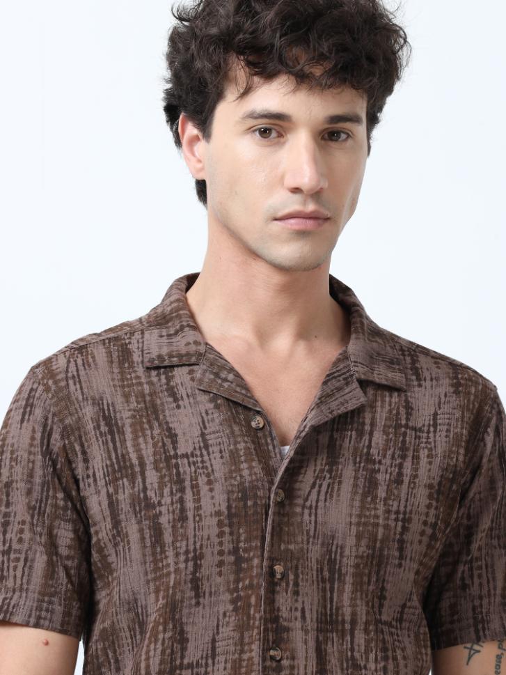 Brown Tie Dye Printed Shirt