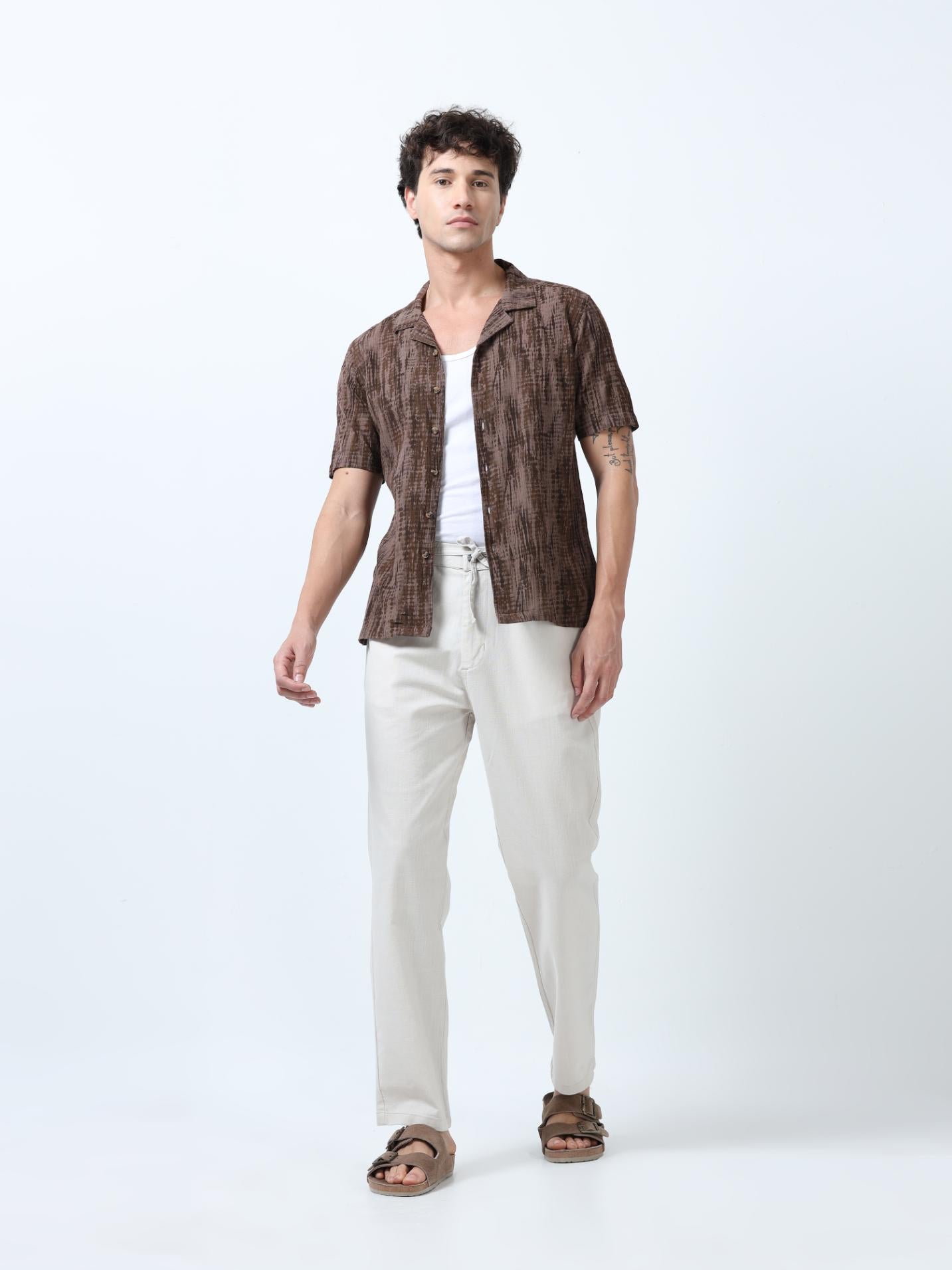 Brown Tie Dye Printed Shirt