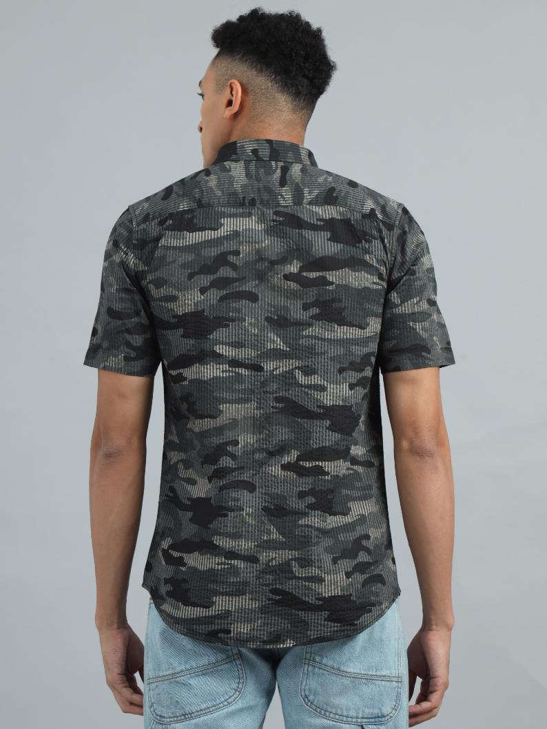 Grey camouflaged Print Shirt
