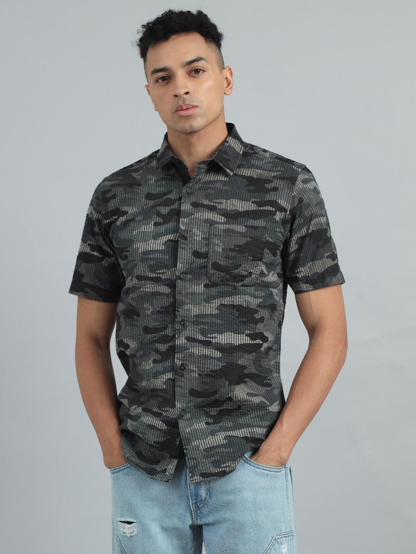 Grey camouflaged Print Shirt