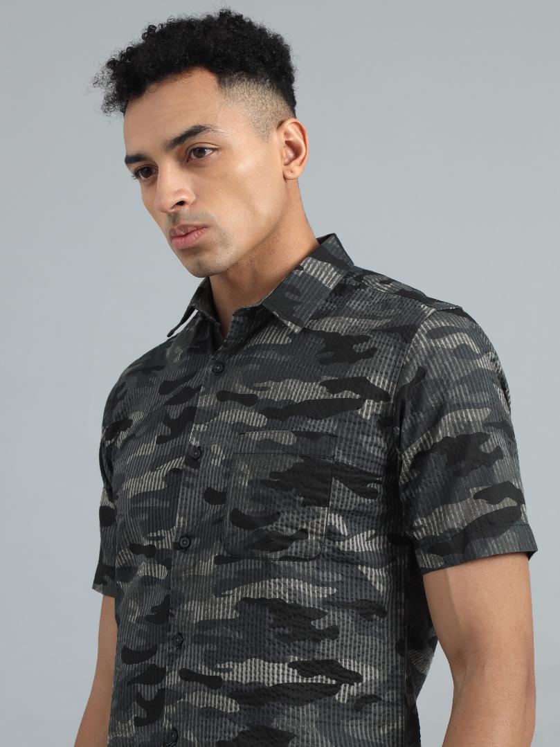 Grey camouflaged Print Shirt