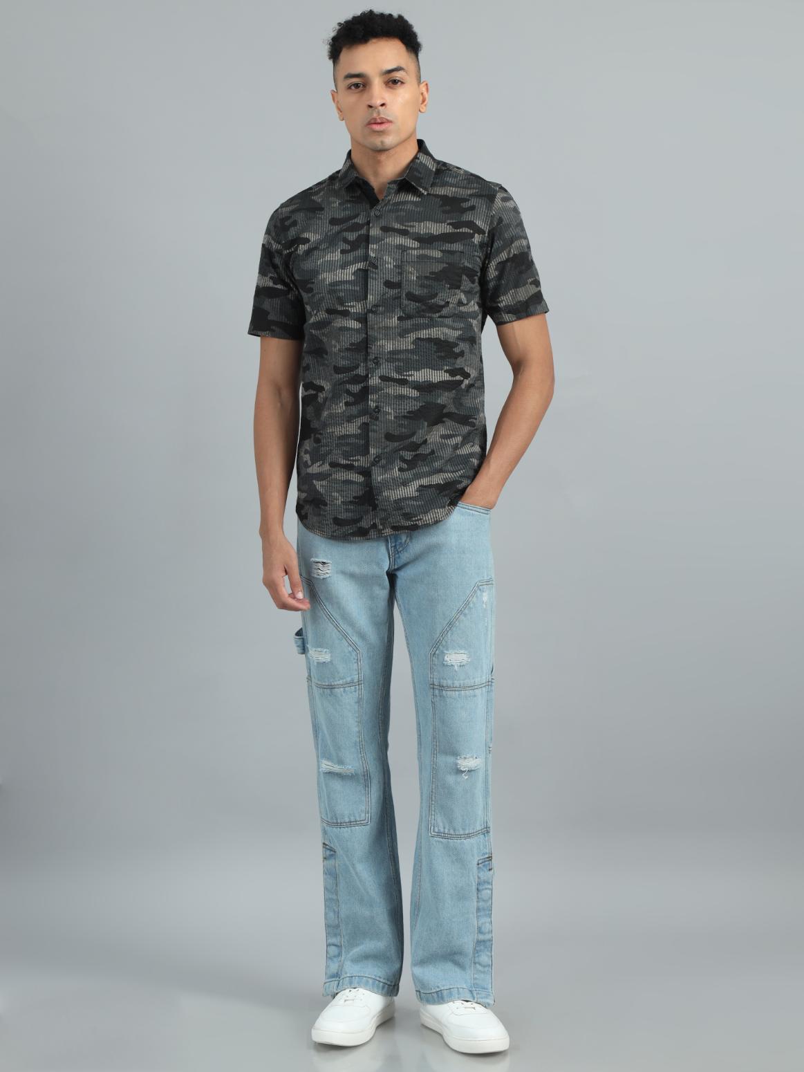 Grey camouflaged Print Shirt