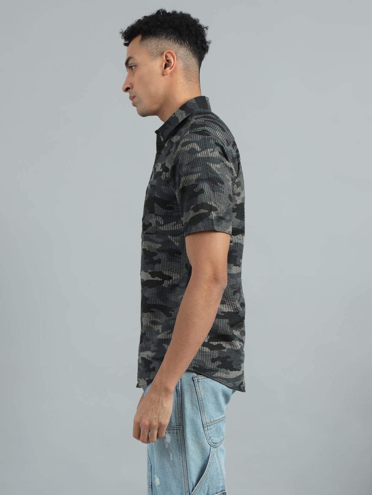 Grey camouflaged Print Shirt