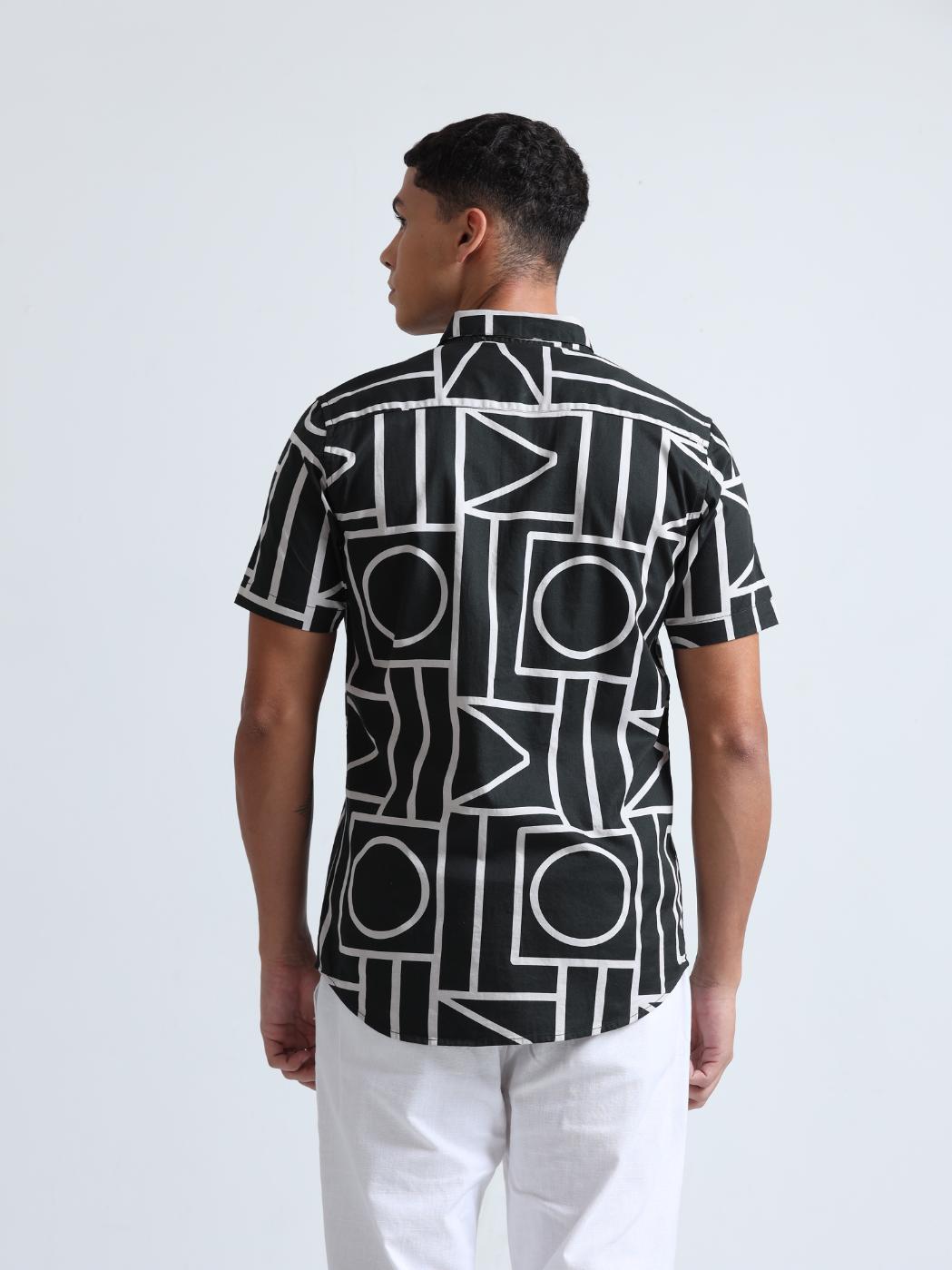 Black Geometric Print Shirt