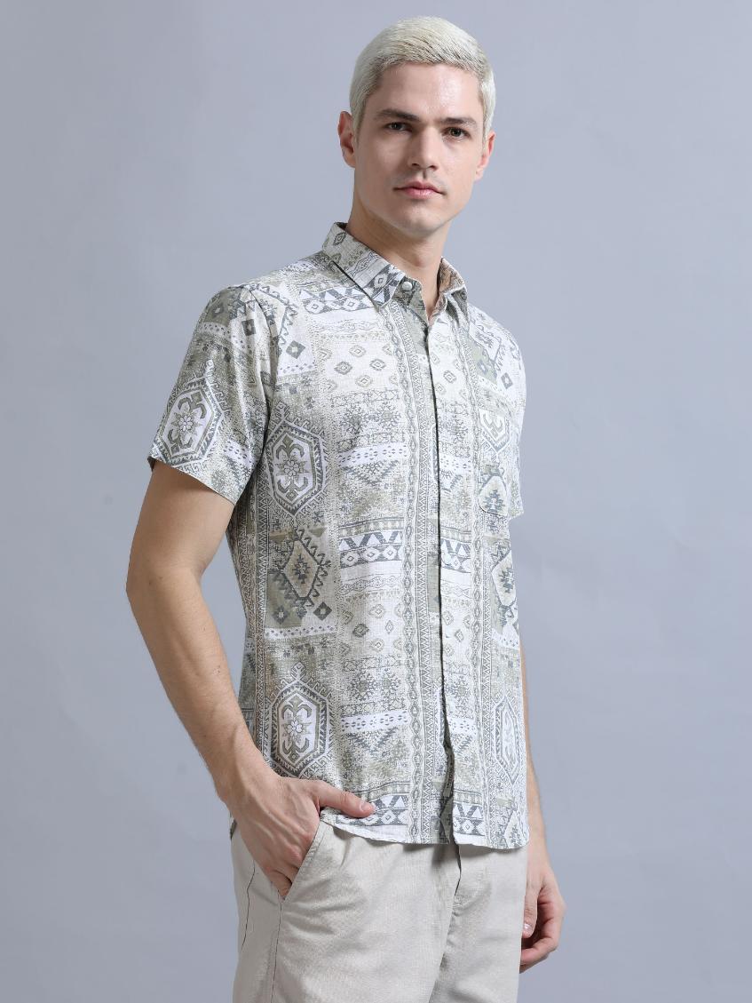 Sober Ornamental Print Shirt