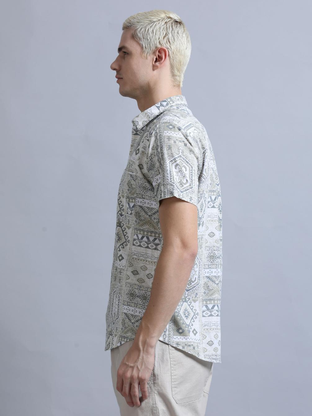 Sober Ornamental Print Shirt