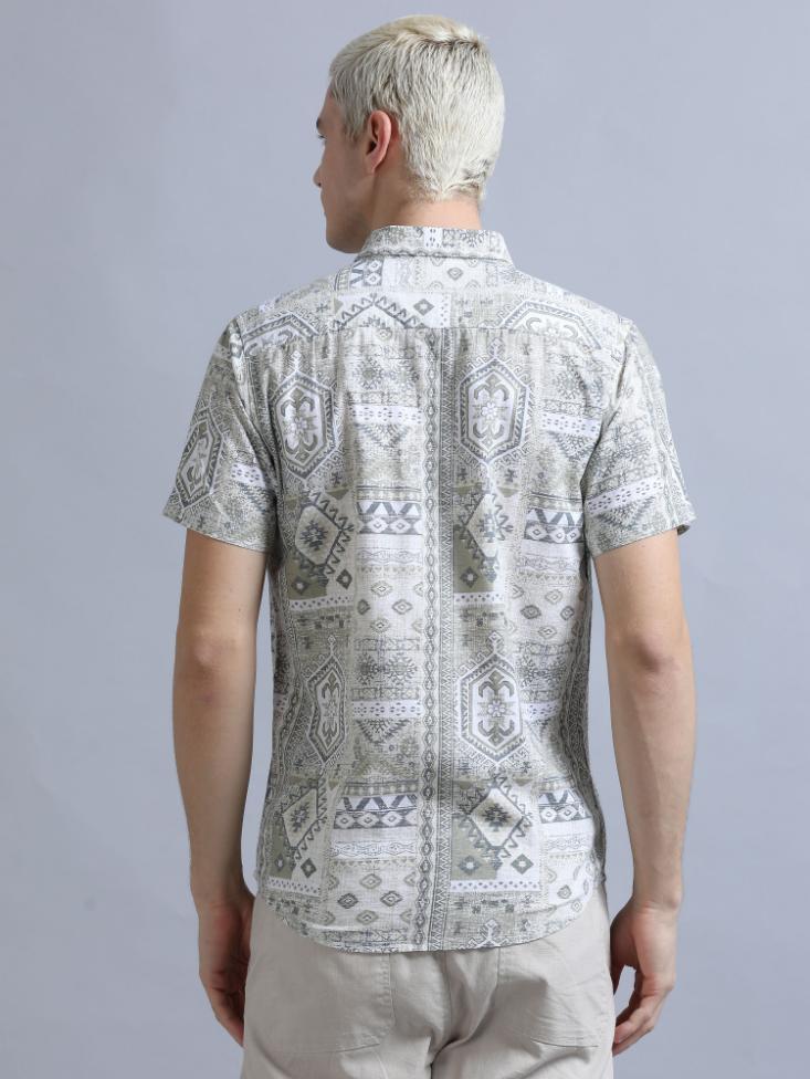 Sober Ornamental Print Shirt