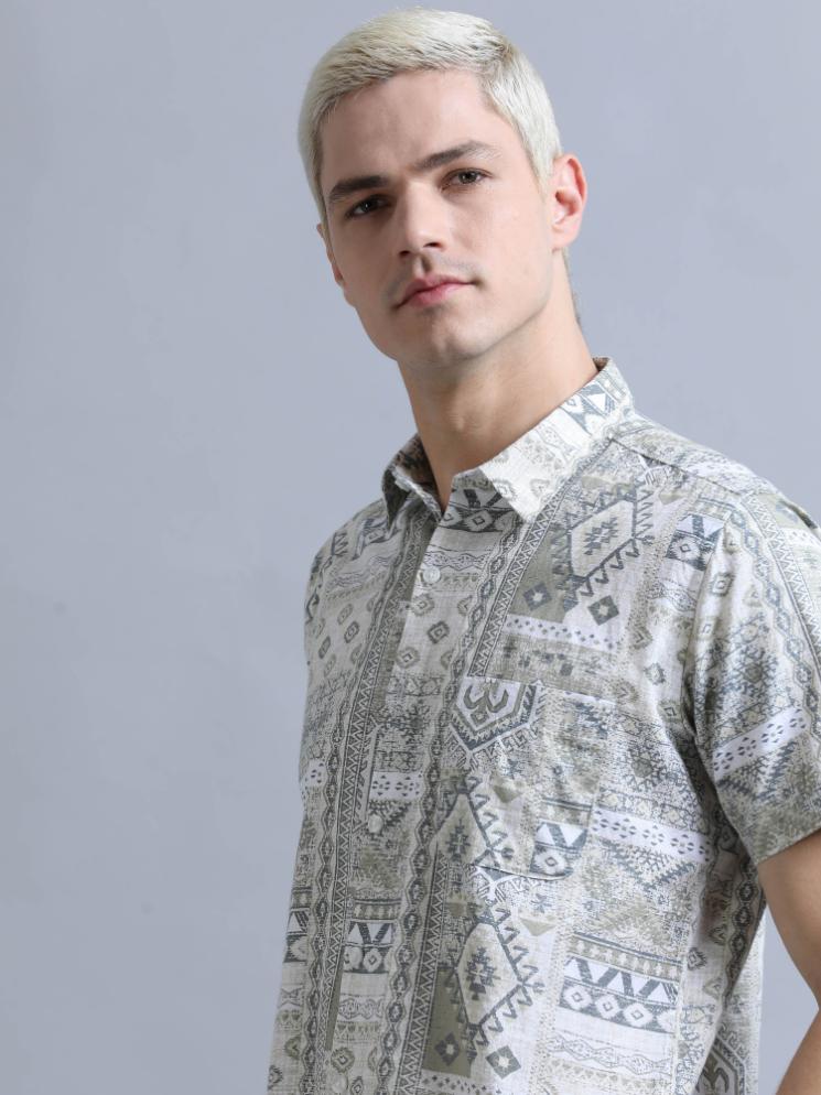 Sober Ornamental Print Shirt