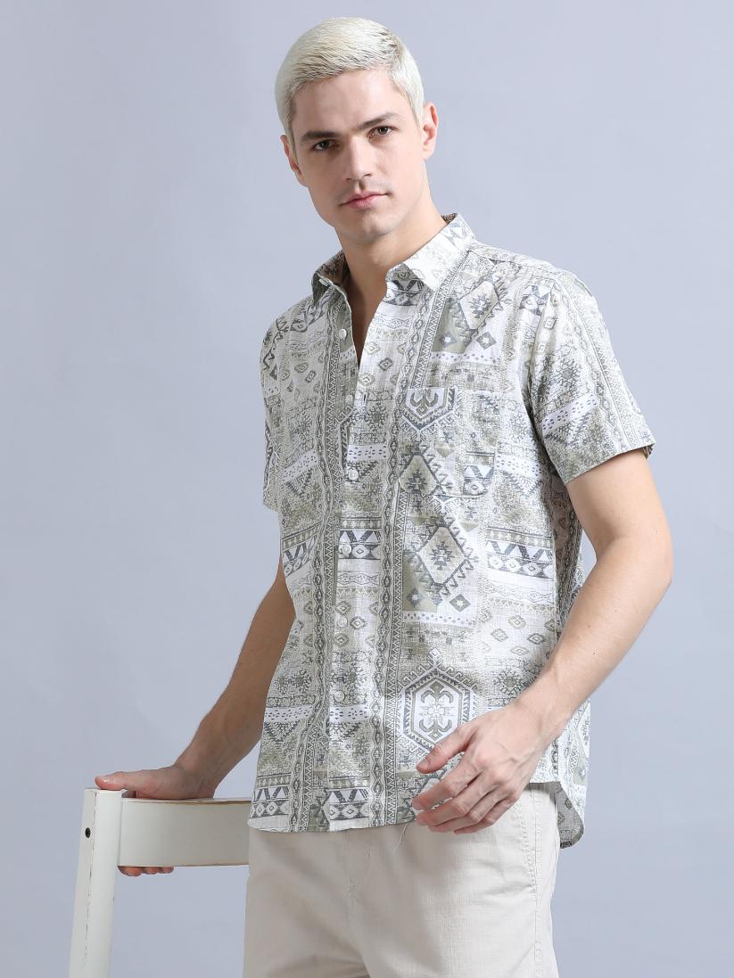 Sober Ornamental Print Shirt