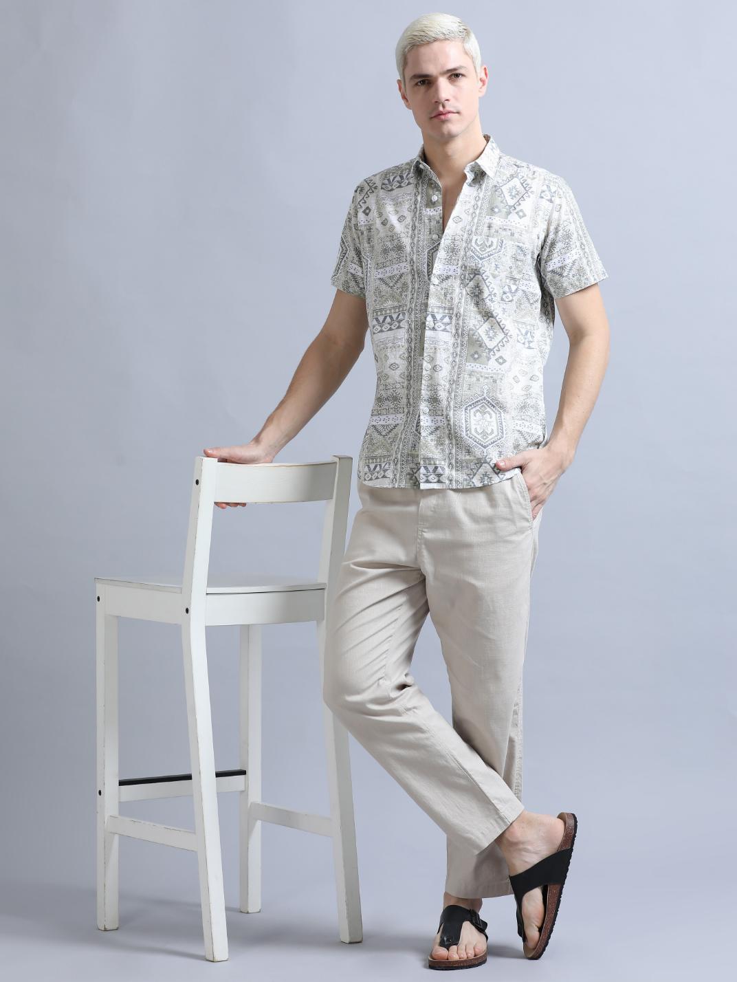 Sober Ornamental Print Shirt