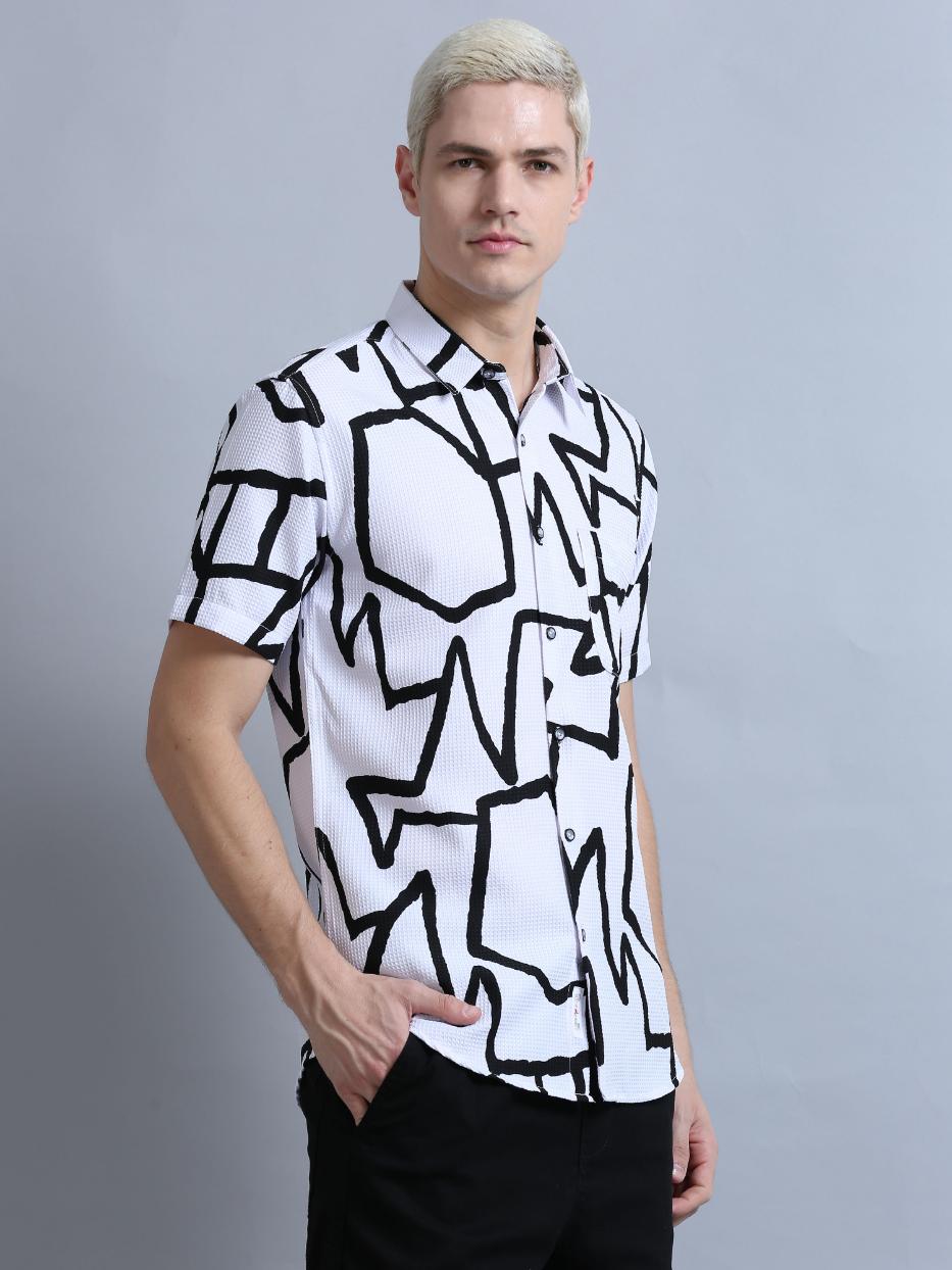Playful White Print Shirt