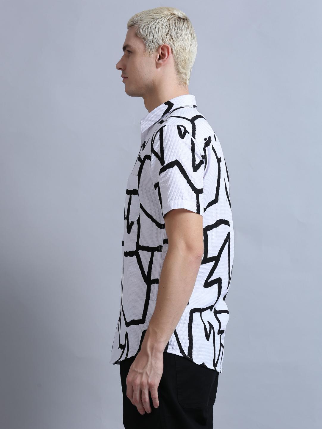 Playful White Print Shirt