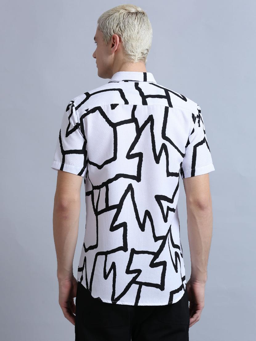 Playful White Print Shirt
