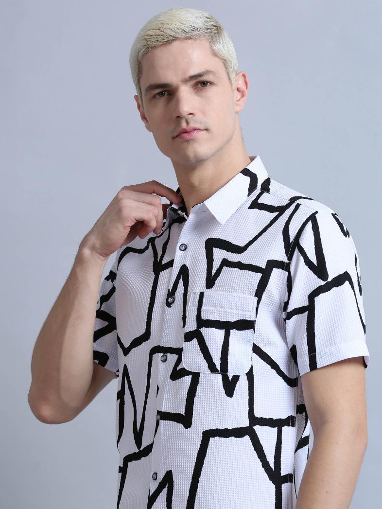Playful White Print Shirt