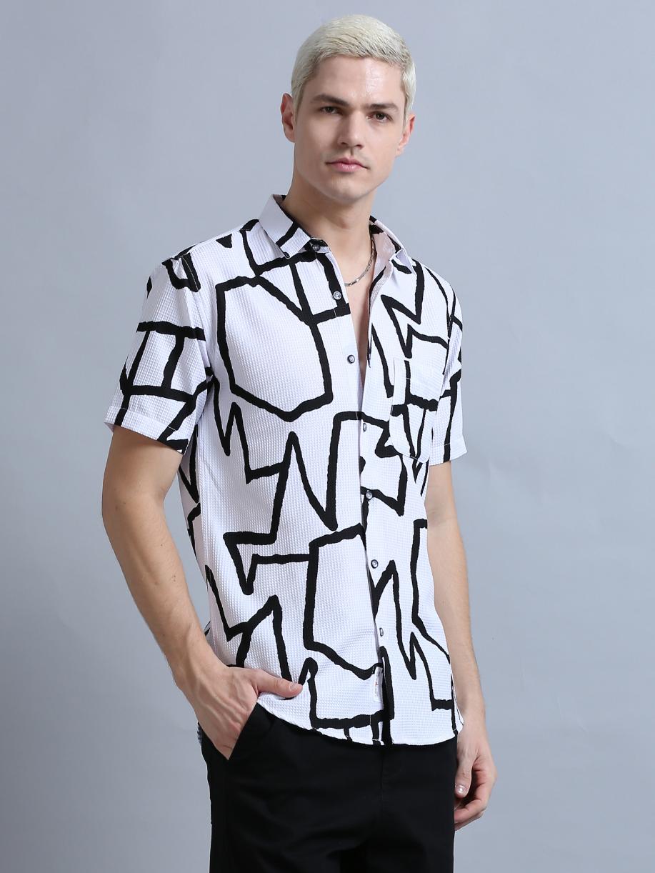 Playful White Print Shirt