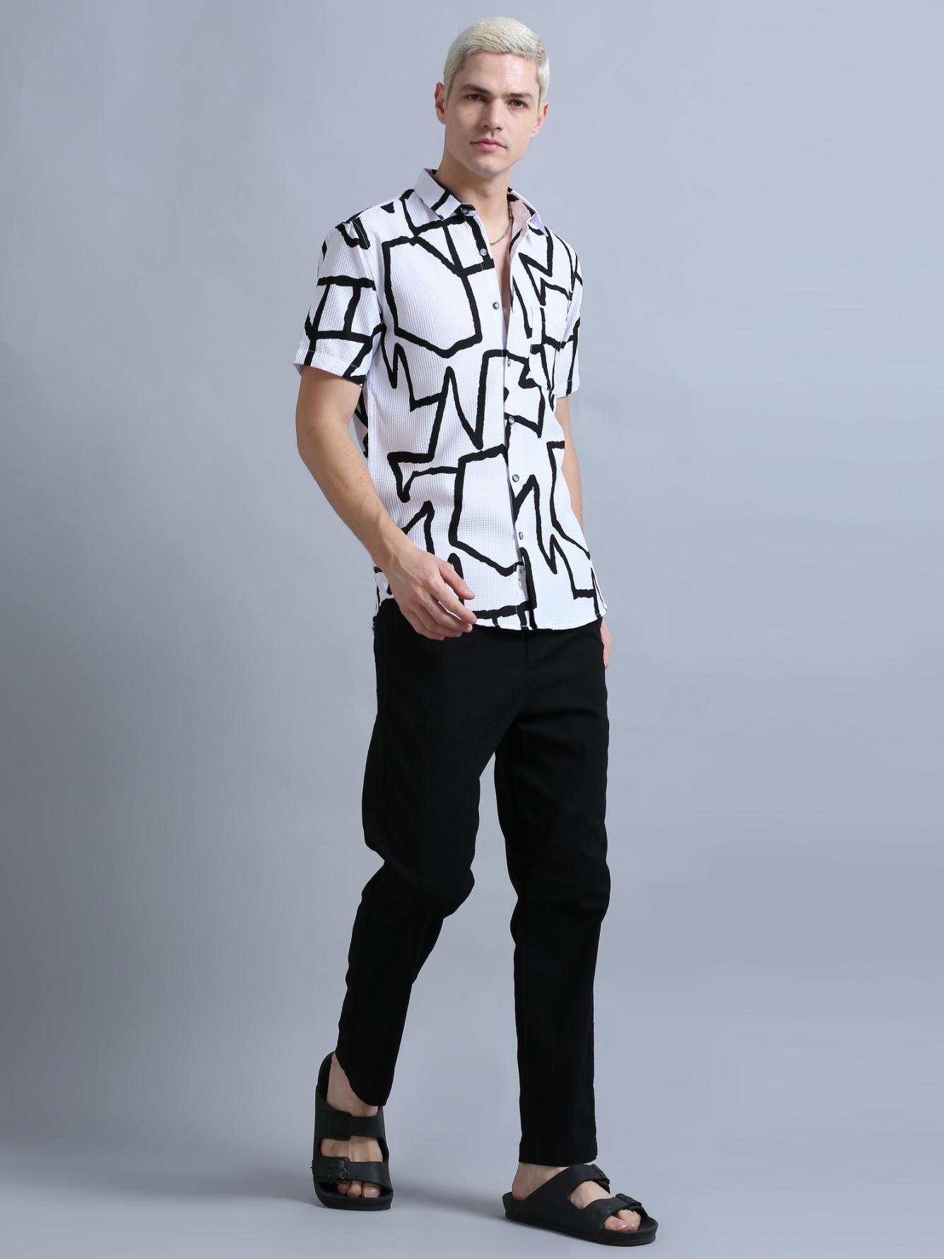 Playful White Print Shirt