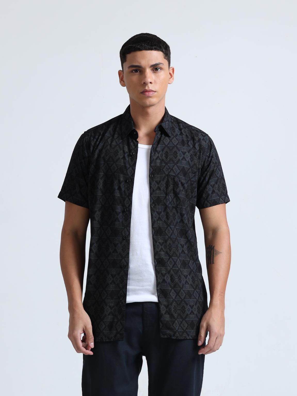 Black Rhombus Pattern Shirt