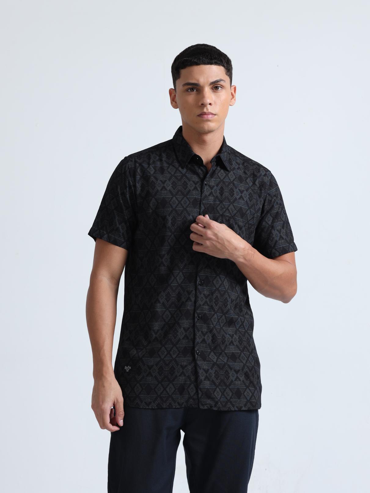 Black Rhombus Pattern Shirt