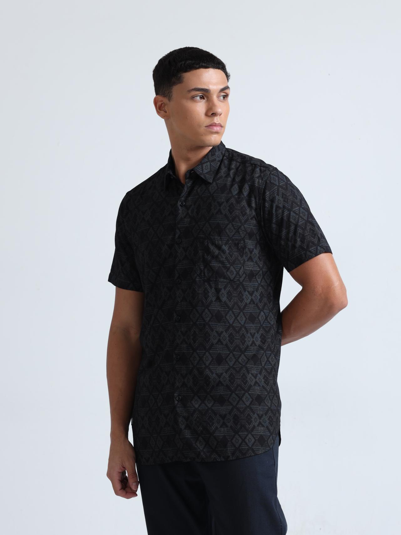 Black Rhombus Pattern Shirt