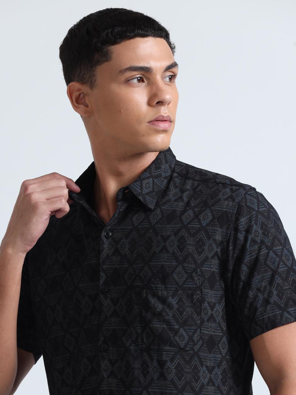 Black Rhombus Pattern Shirt