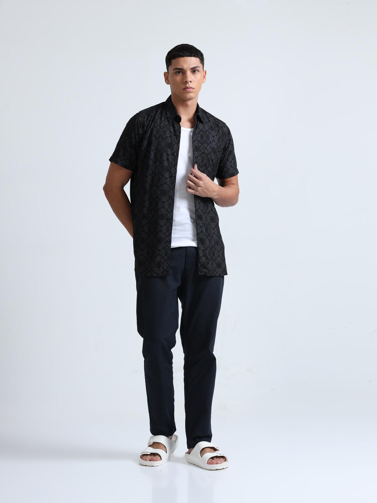 Black Rhombus Pattern Shirt