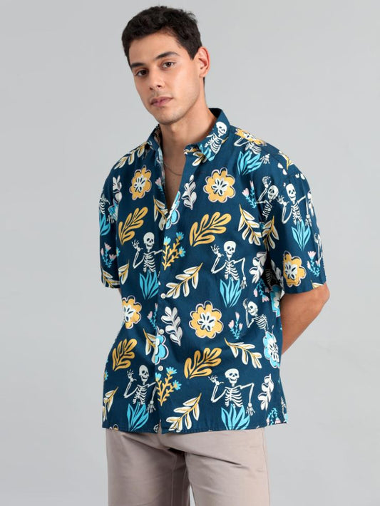 SKELETON PRINT OVERSIZED SHIRT