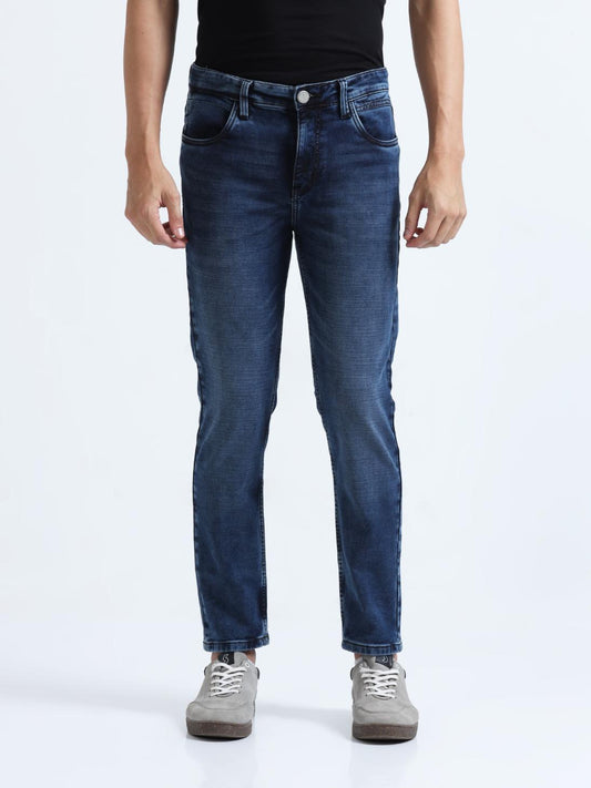 Blue High Rise Ankle Fit Stretch Jeans