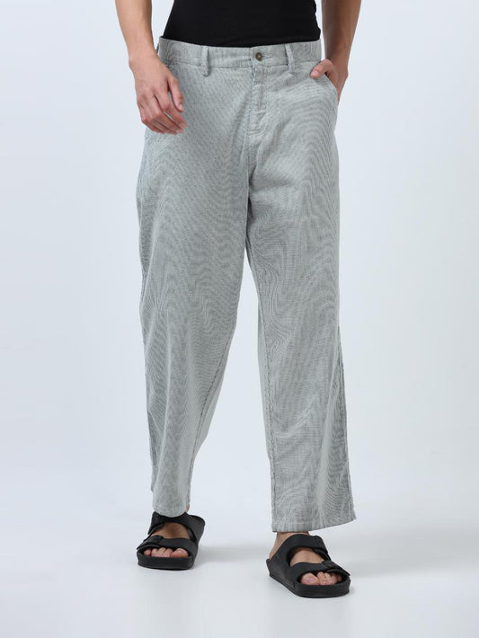 Grey Chord Baggy Fit Korean Pant