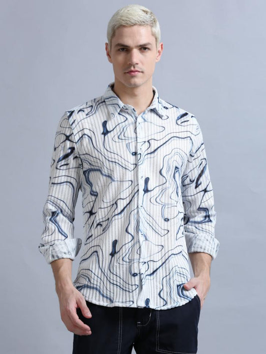Brush Stroke Floral Print Shirt