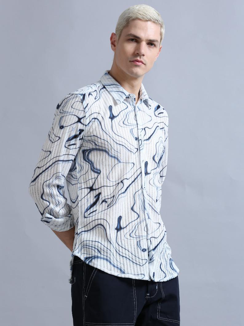 Brush Stroke Floral Print Shirt
