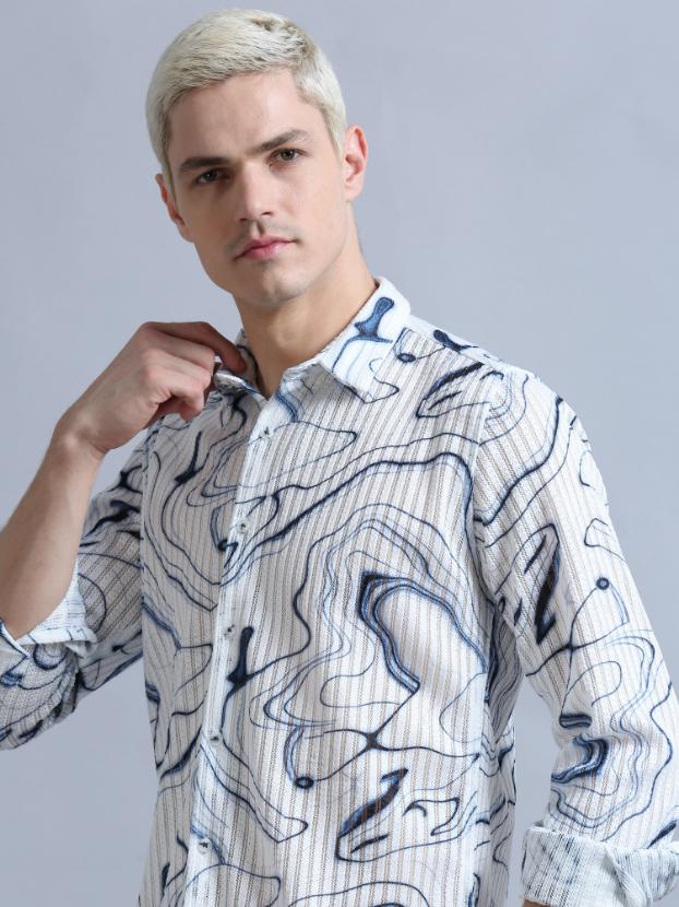 Brush Stroke Floral Print Shirt