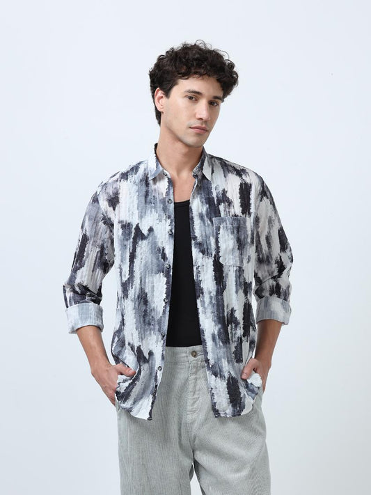 Futuristic Fusion Grey Shirt