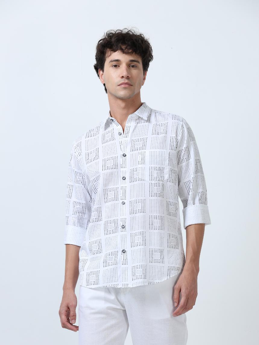 Linear White Printed Shirt