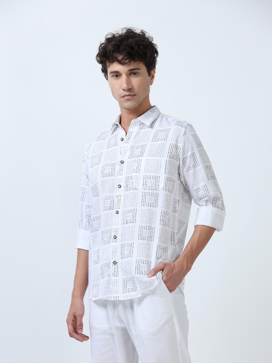 Linear White Printed Shirt