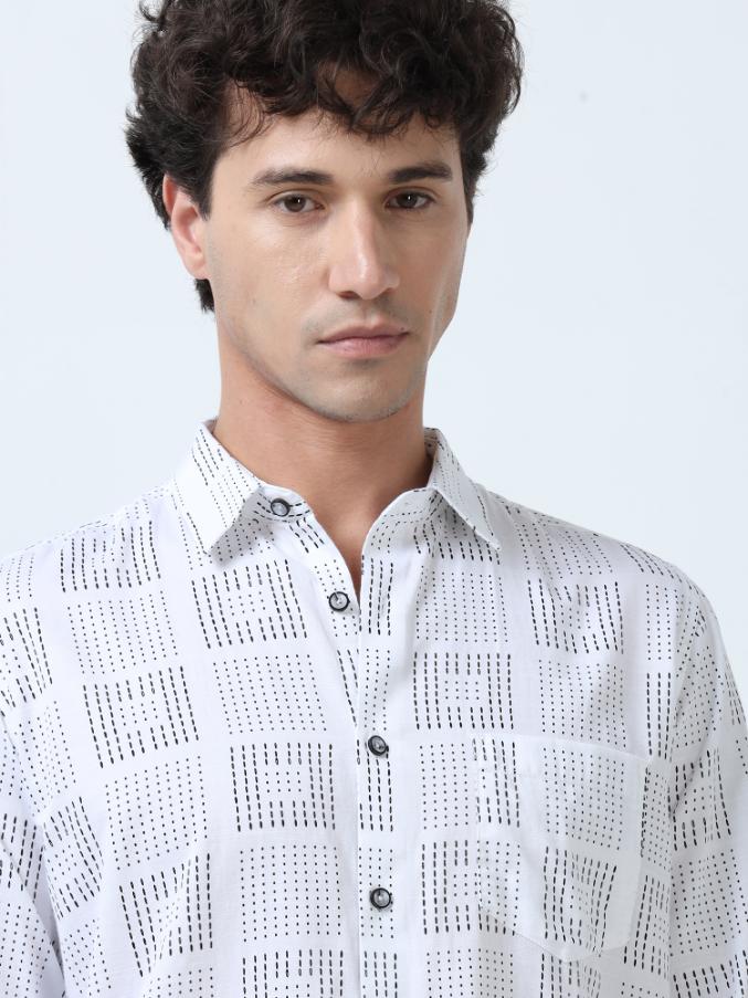 Linear White Printed Shirt