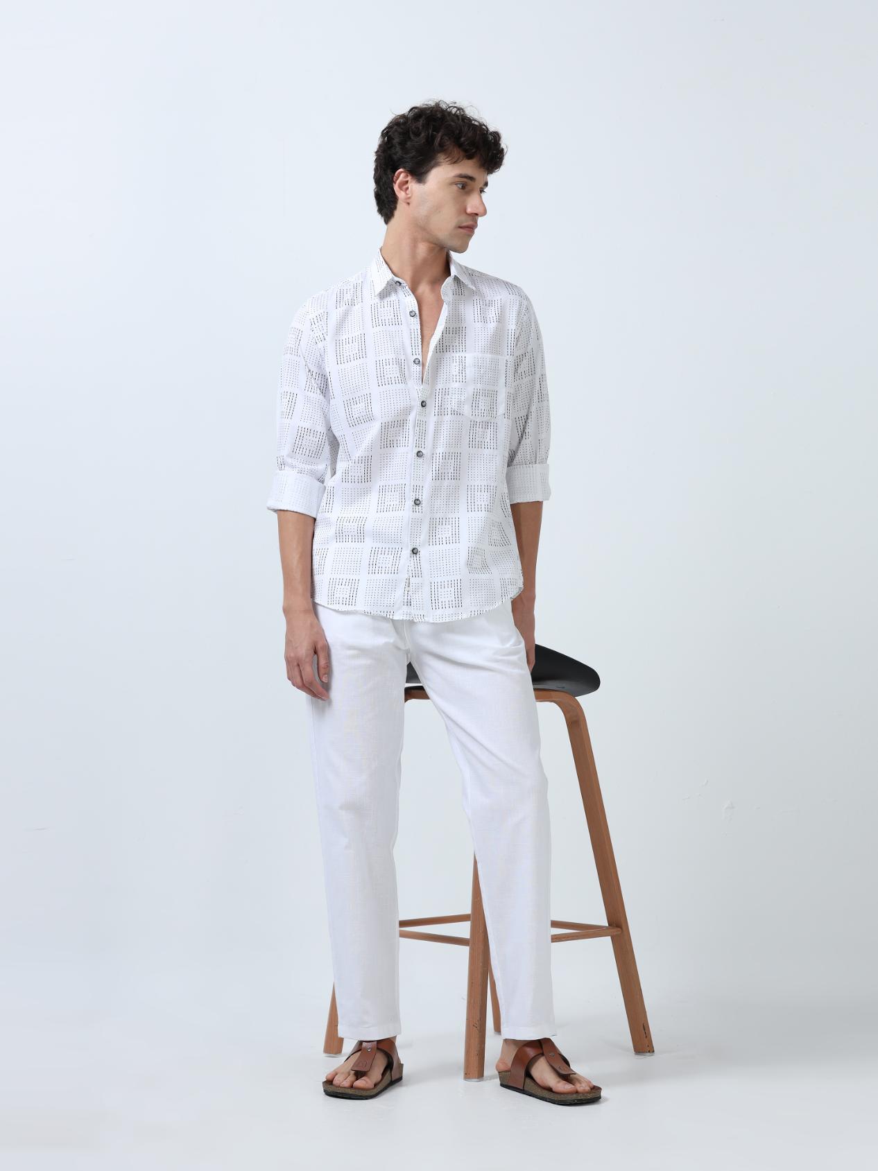 Linear White Printed Shirt