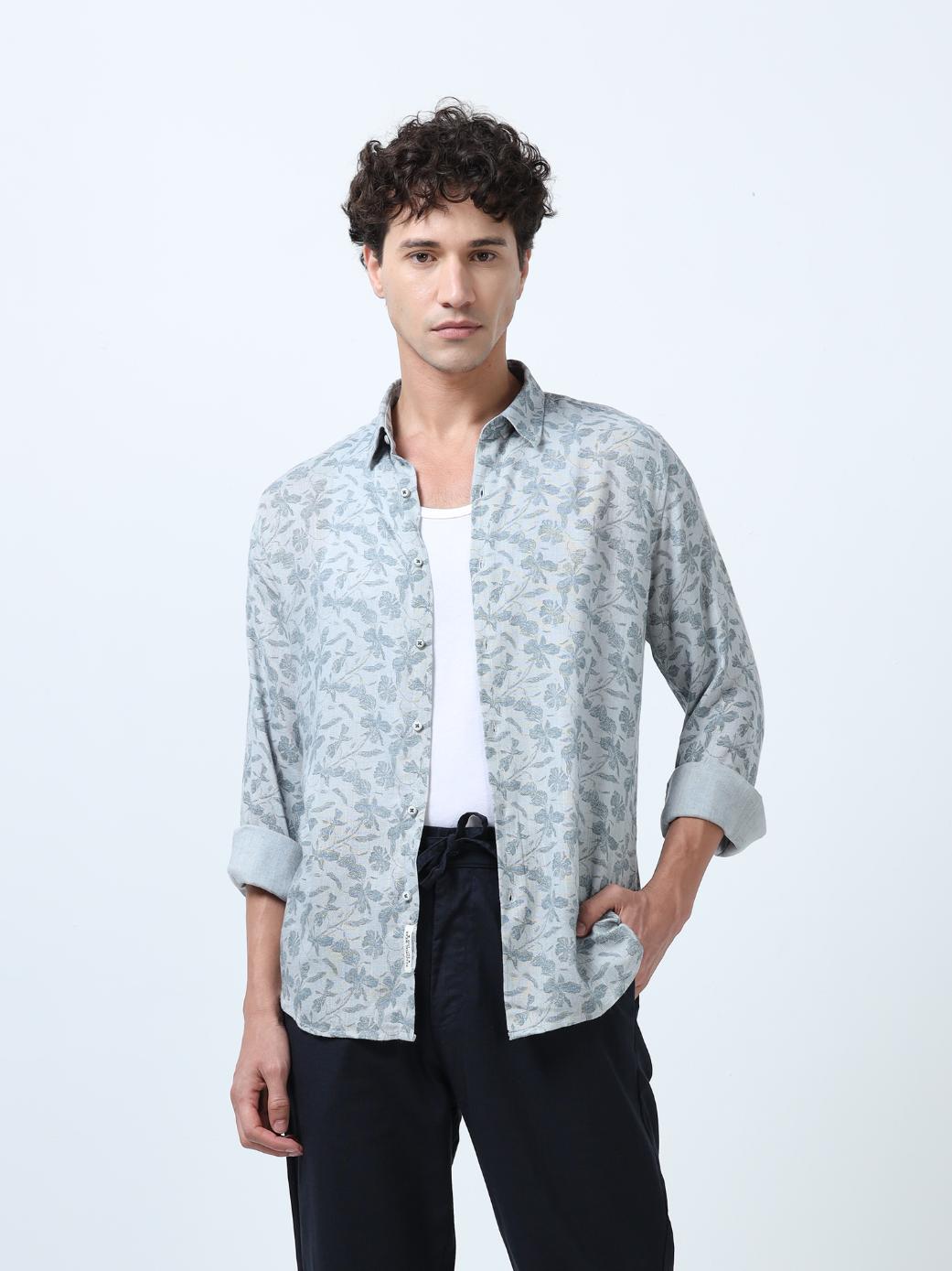 Floral Artistry Grey Shirt