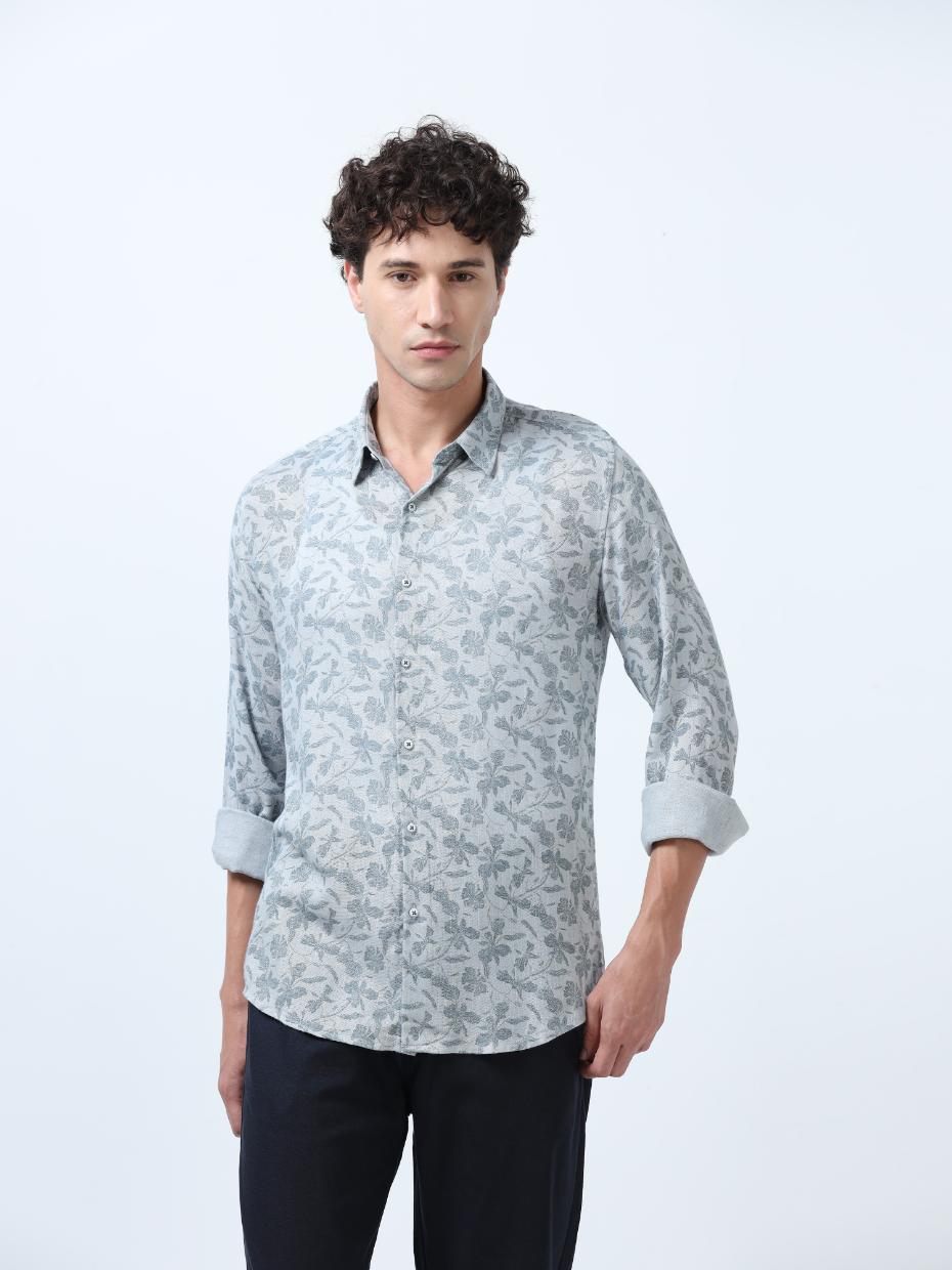 Floral Artistry Grey Shirt